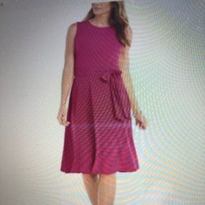 NWT Bright Pink Charter Club Midi Dress Petite XS with Tie Belt